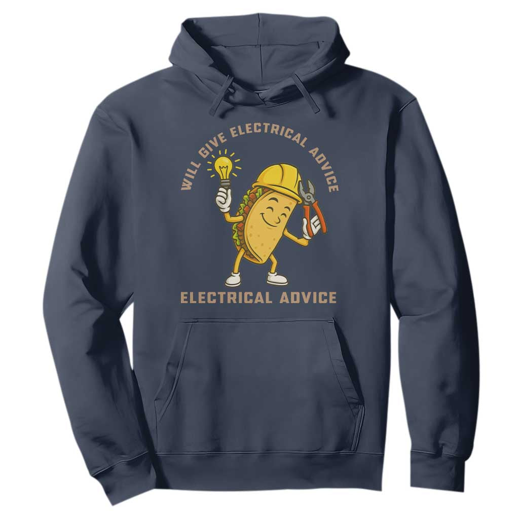 Funny Electrician Hoodie This Electrician Will Work For Tacos TS14 Navy Print Your Wear