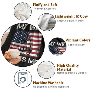 Funny Husband Sarcastic Throw Blanket American Flag My Wife Beats Me TS14 Print Your Wear