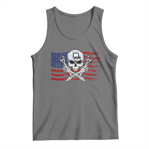 Skeleton Mechanic Tank Top American Flag Patriotic Car Repair TS14 Black Heather Print Your Wear