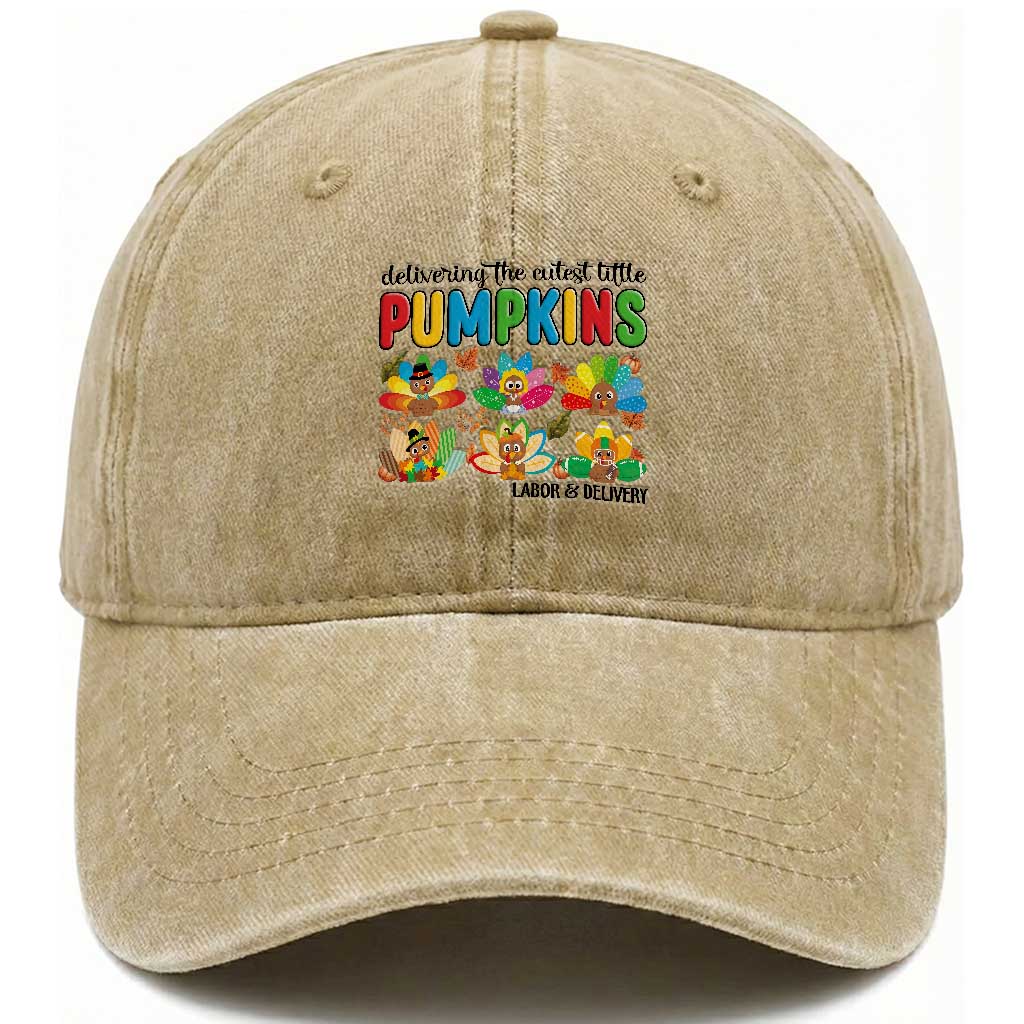 Thanksgiving Labor And Delivery Nurse Washed Cotton Baseball Cap Cutest Turkeys TS14 Washed Cap Universal Fit Khaki Print Your Wear