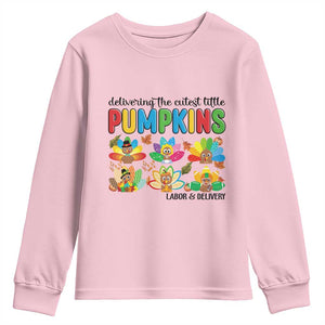 Thanksgiving Labor And Delivery Nurse Youth Sweatshirt Cutest Turkeys TS14 Light Pink Print Your Wear