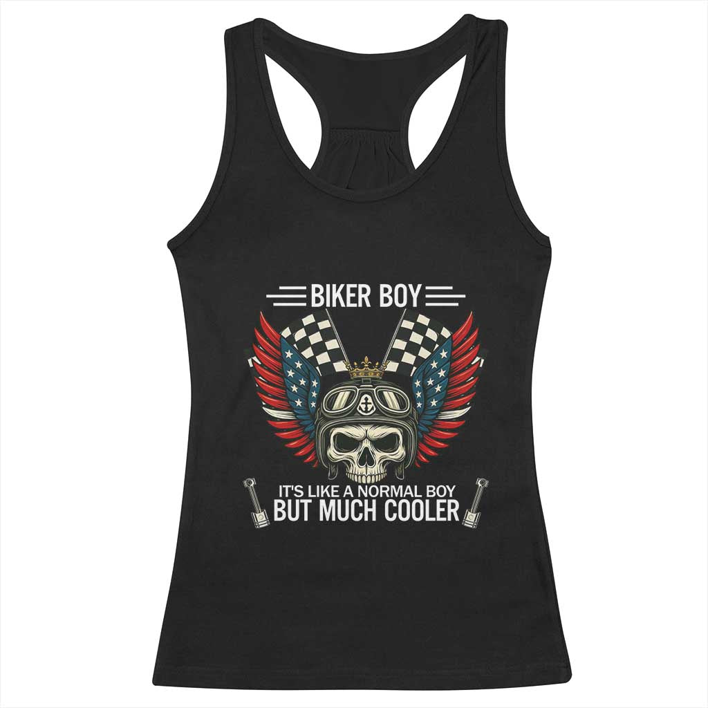Skull Biker American Flag Motorcycle Biker Son Racerback Tank Top TS14 Black Print Your Wear