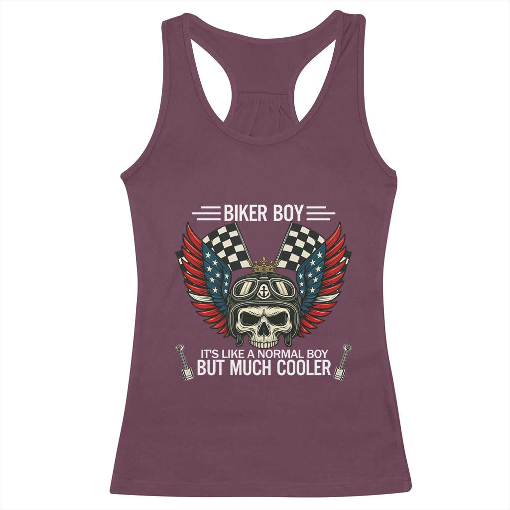 Skull Biker American Flag Motorcycle Biker Son Racerback Tank Top TS14 Maroon Print Your Wear