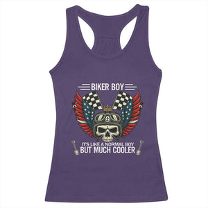 Skull Biker American Flag Motorcycle Biker Son Racerback Tank Top TS14 Purple Print Your Wear