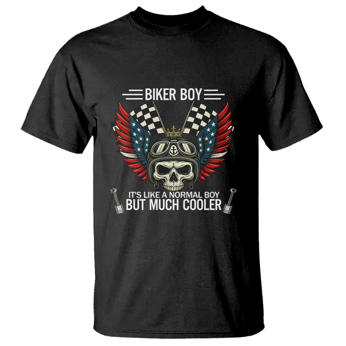 Skull Biker American Flag Motorcycle Biker Son T Shirt TS14 Black Print Your Wear
