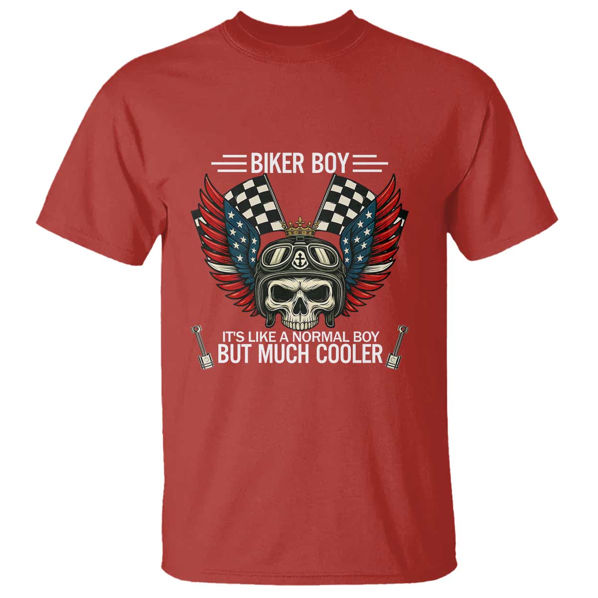 Skull Biker American Flag Motorcycle Biker Son T Shirt TS14 Red Print Your Wear