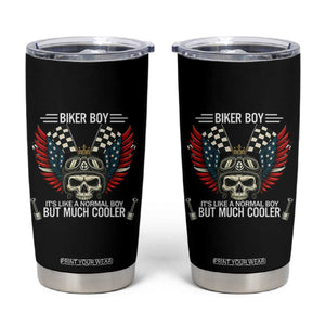 Skull Biker American Flag Motorcycle Biker Son Tumbler Cup TS14 Black Print Your Wear
