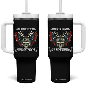 Skull Biker American Flag Motorcycle Biker Son Tumbler With Handle TS14 One Size: 40 oz Black Print Your Wear