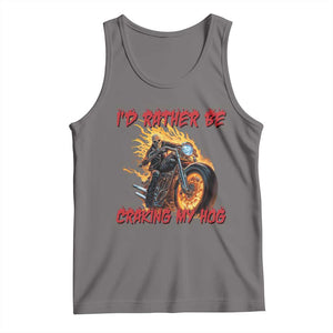 Funny Biker Skeleton Motorcycle Rider Tank Top I Would Rather Be Cranking My Hog TS14 Deep Heather Print Your Wear