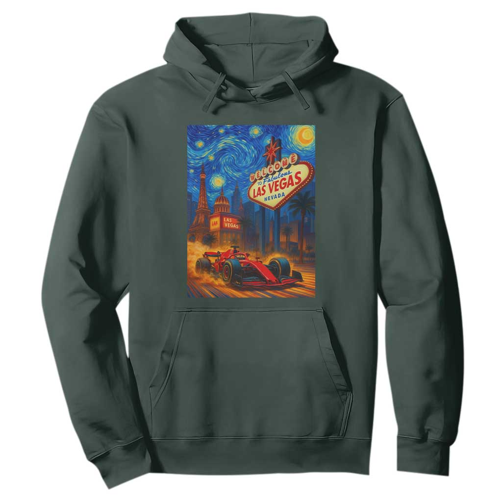 Racing Car Starry Night Las Vegas Race Day Hoodie TS14 Dark Forest Green Print Your Wear
