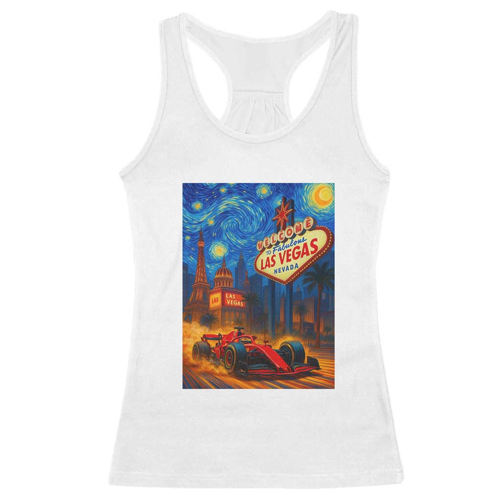 Racing Car Starry Night Las Vegas Race Day Racerback Tank Top TS14 White Print Your Wear