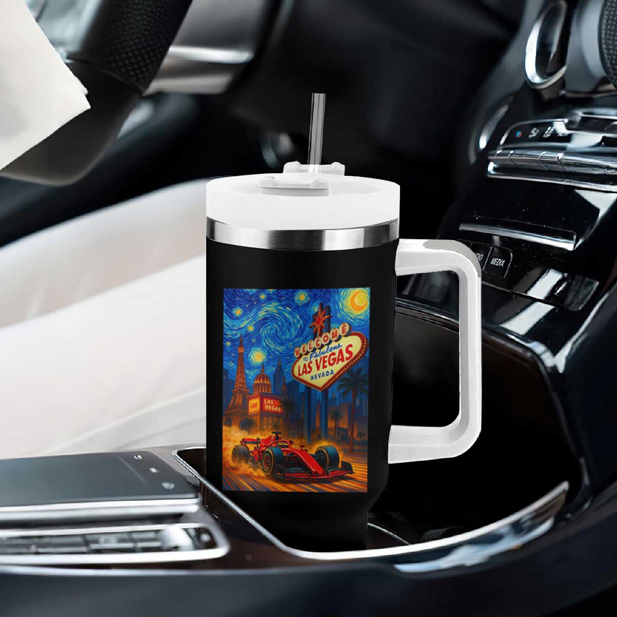 Racing Car Starry Night Las Vegas Race Day Tumbler With Handle TS14 Print Your Wear