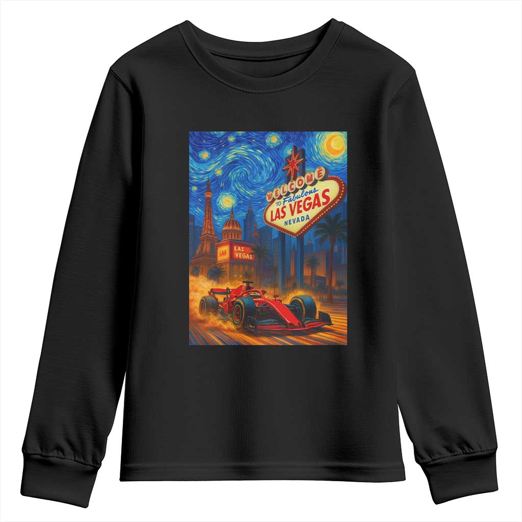 Racing Car Starry Night Las Vegas Race Day Youth Sweatshirt TS14 Black Print Your Wear