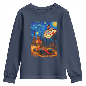 Racing Car Starry Night Las Vegas Race Day Youth Sweatshirt TS14 Navy Print Your Wear