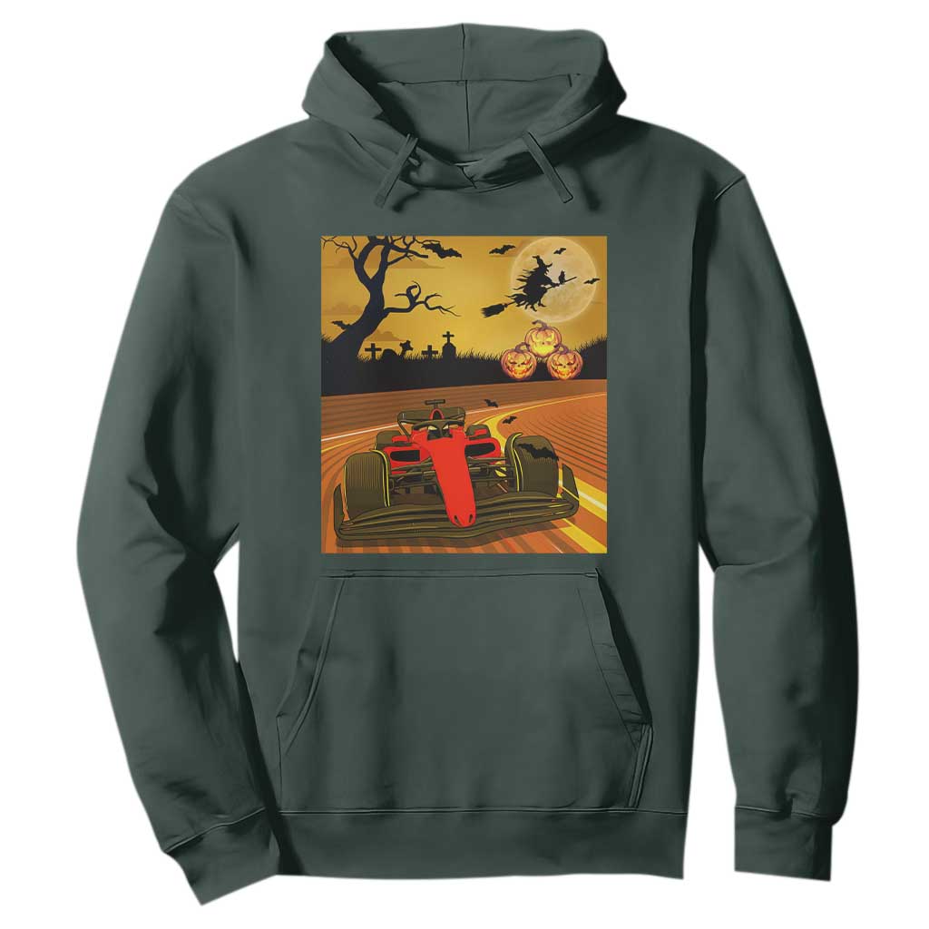 Vintage Race Car Halloween Pumpkin Retro Racing Hoodie TS14 Dark Forest Green Print Your Wear