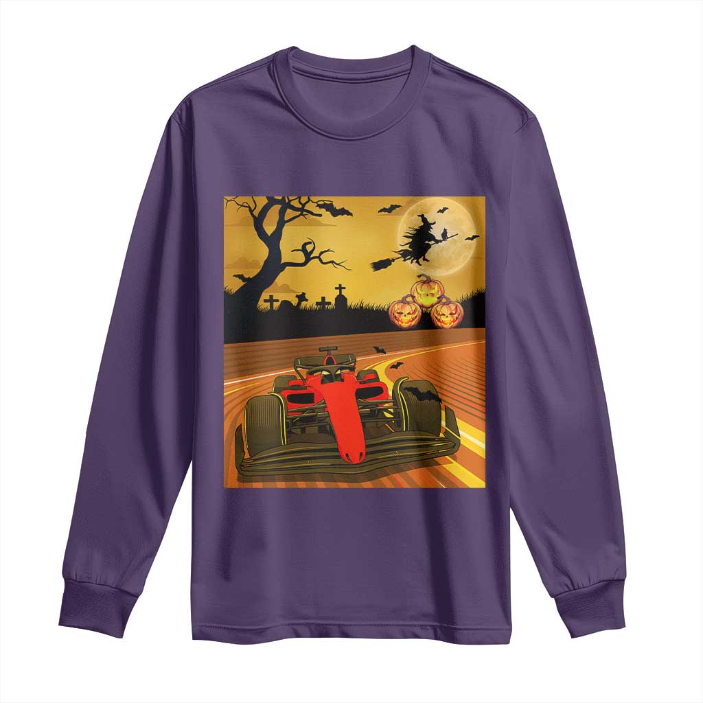 Vintage Race Car Halloween Pumpkin Retro Racing Long Sleeve Shirt TS14 Purple Print Your Wear