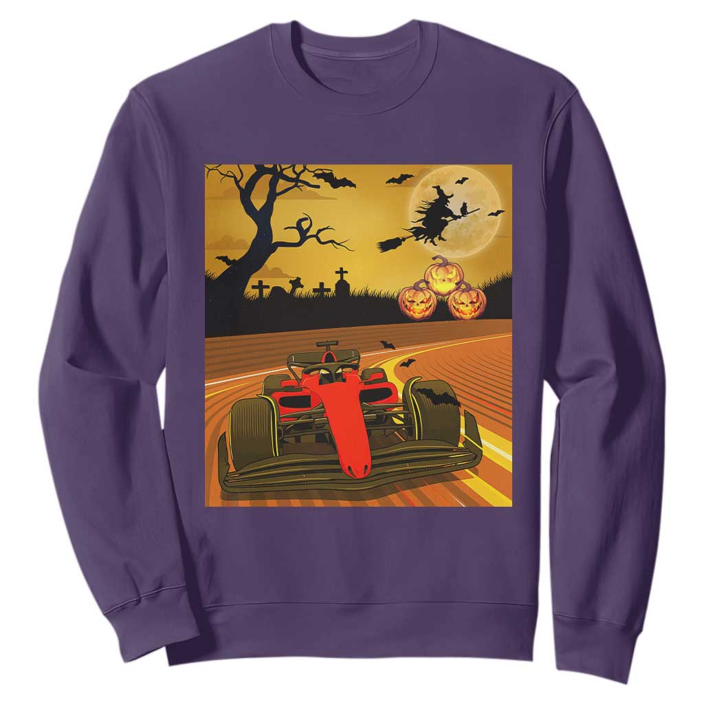 Vintage Race Car Halloween Pumpkin Retro Racing Sweatshirt TS14 Purple Print Your Wear
