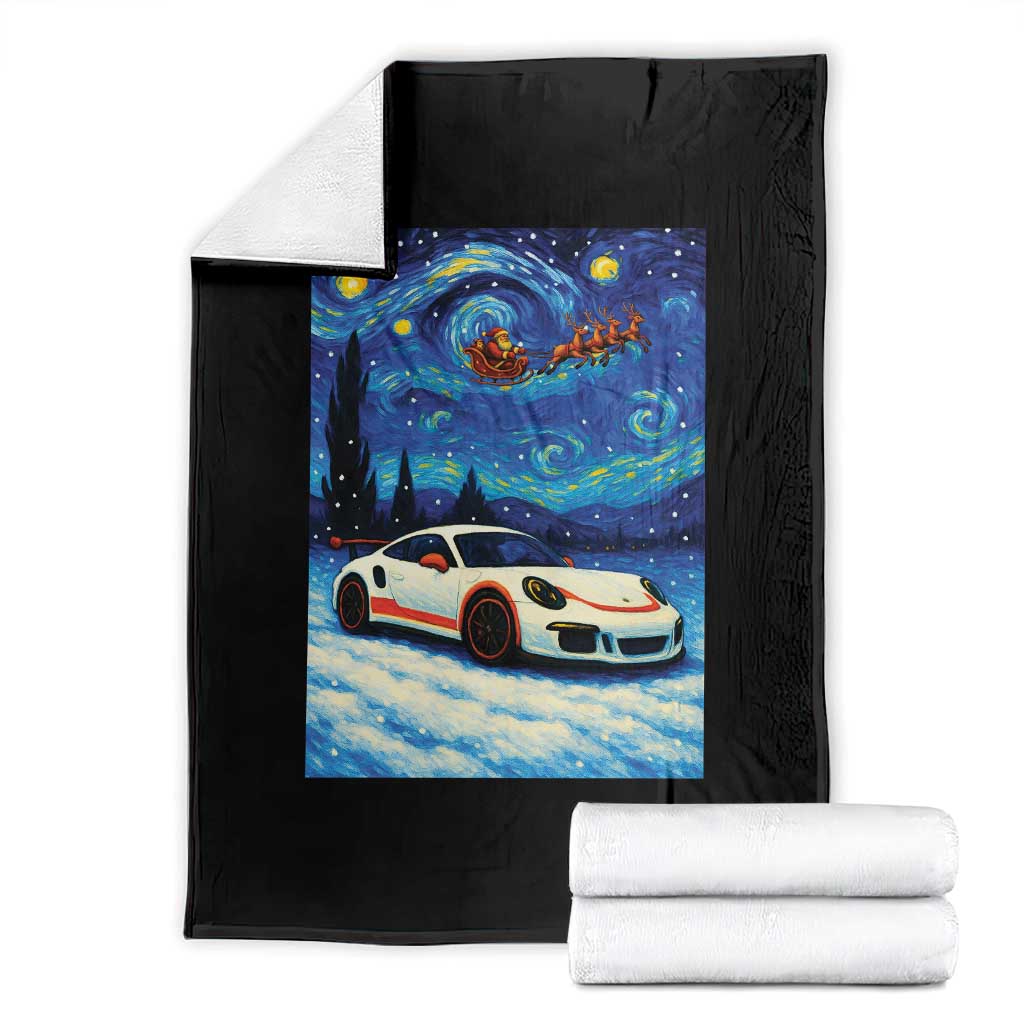Racing Sports Car Throw Blanket Starry Night Racing Silhouette TS14 Black Print Your Wear