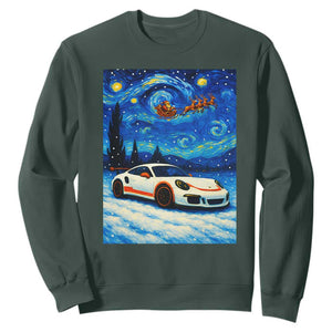 Racing Sports Car Sweatshirt Starry Night Racing Silhouette TS14 Dark Forest Green Print Your Wear