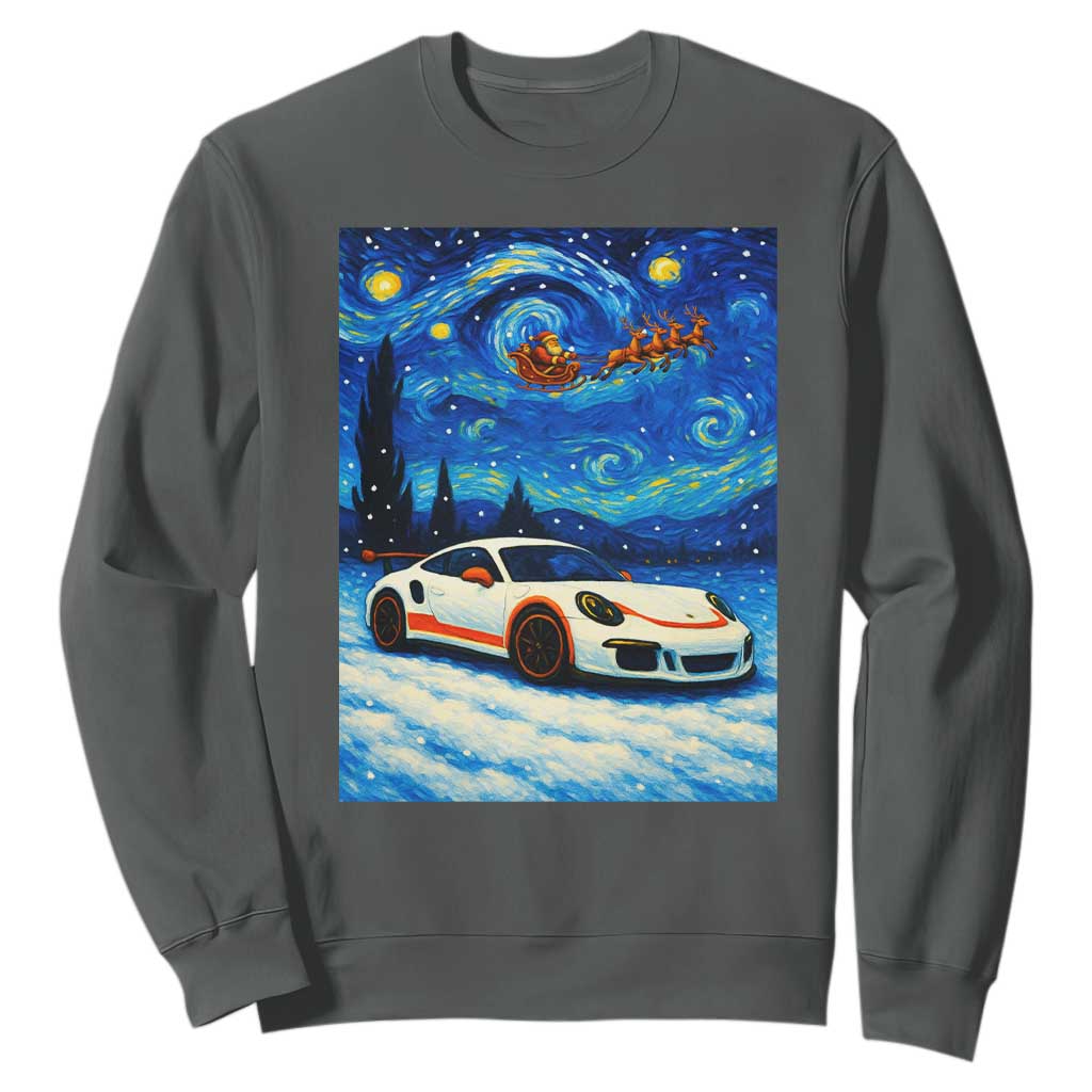 Racing Sports Car Sweatshirt Starry Night Racing Silhouette TS14 Dark Heather Print Your Wear
