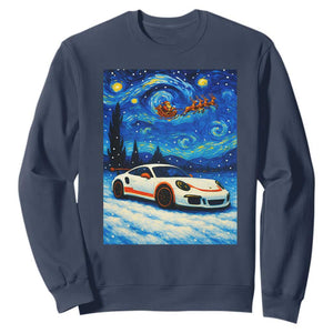 Racing Sports Car Sweatshirt Starry Night Racing Silhouette TS14 Navy Print Your Wear