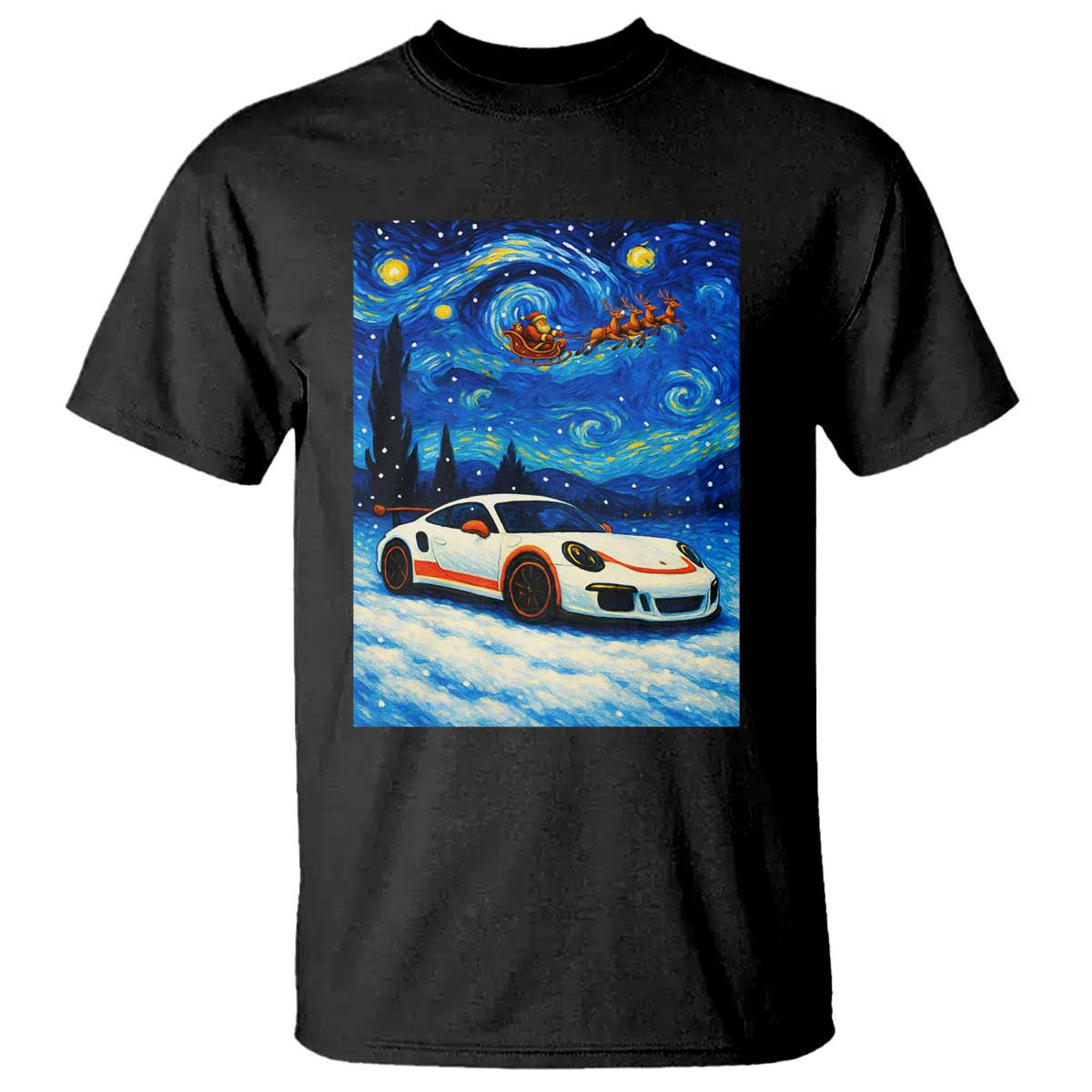 Racing Sports Car T Shirt Starry Night Racing Silhouette TS14 Black Print Your Wear