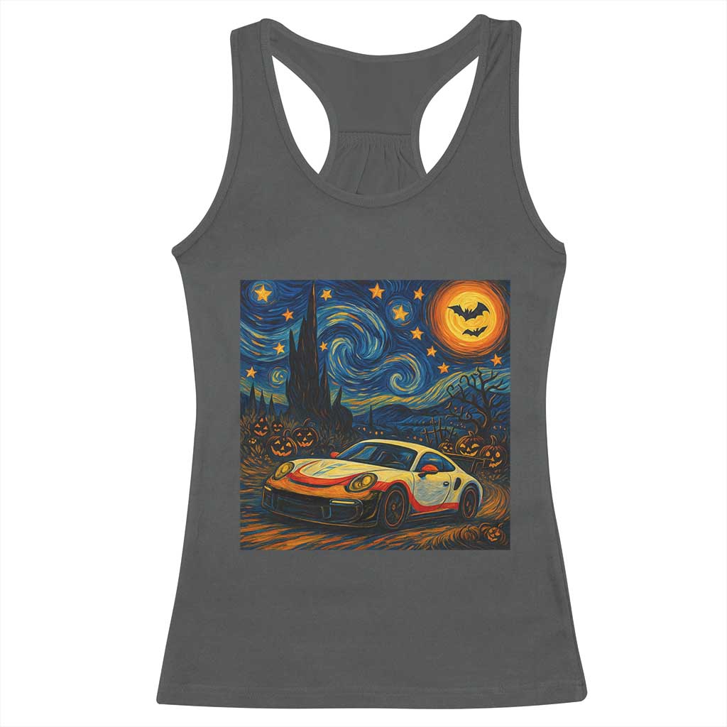 Racing Sports Racerback Tank Top Starry Night 911 Silhouette Halloween TS14 Dark Heather Print Your Wear