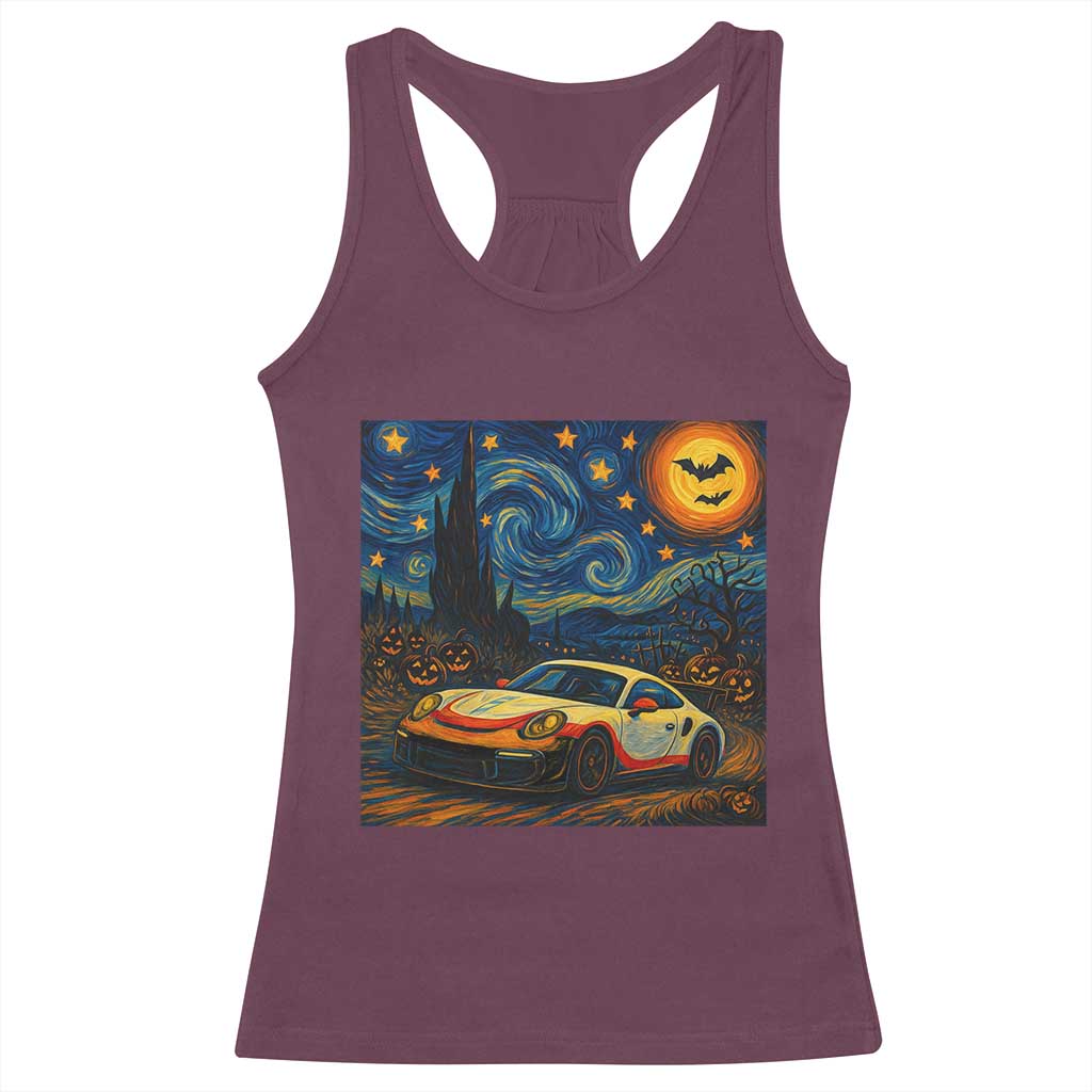 Racing Sports Racerback Tank Top Starry Night 911 Silhouette Halloween TS14 Maroon Print Your Wear