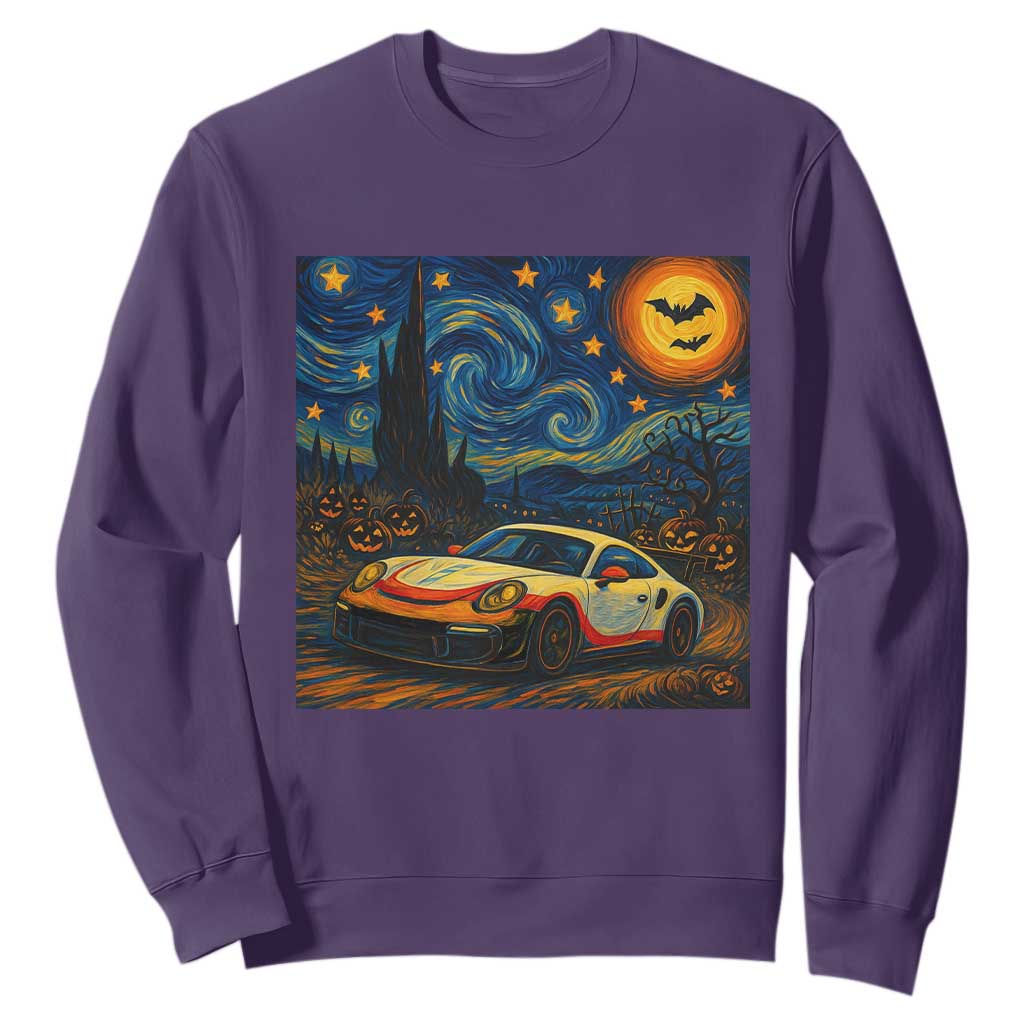 Racing Sports Sweatshirt Starry Night 911 Silhouette Halloween TS14 Purple Print Your Wear