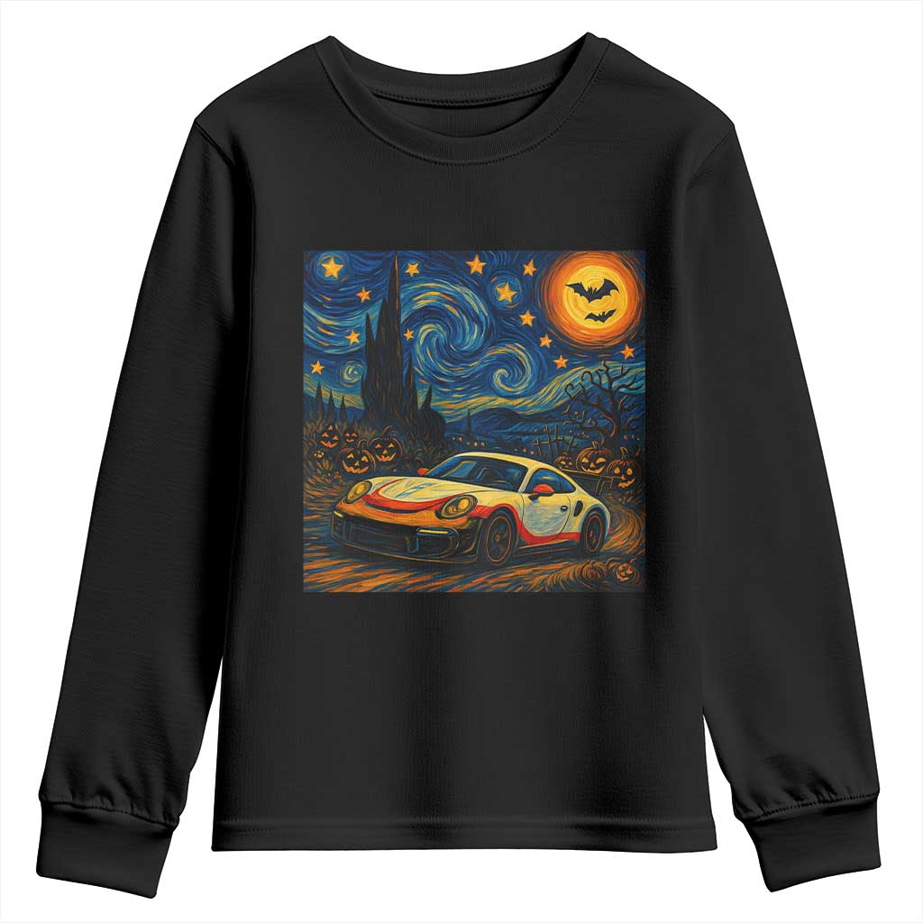 Racing Sports Youth Sweatshirt Starry Night 911 Silhouette Halloween TS14 Black Print Your Wear