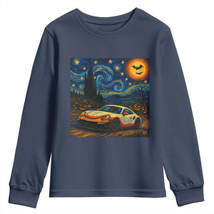 Racing Sports Youth Sweatshirt Starry Night 911 Silhouette Halloween TS14 Navy Print Your Wear