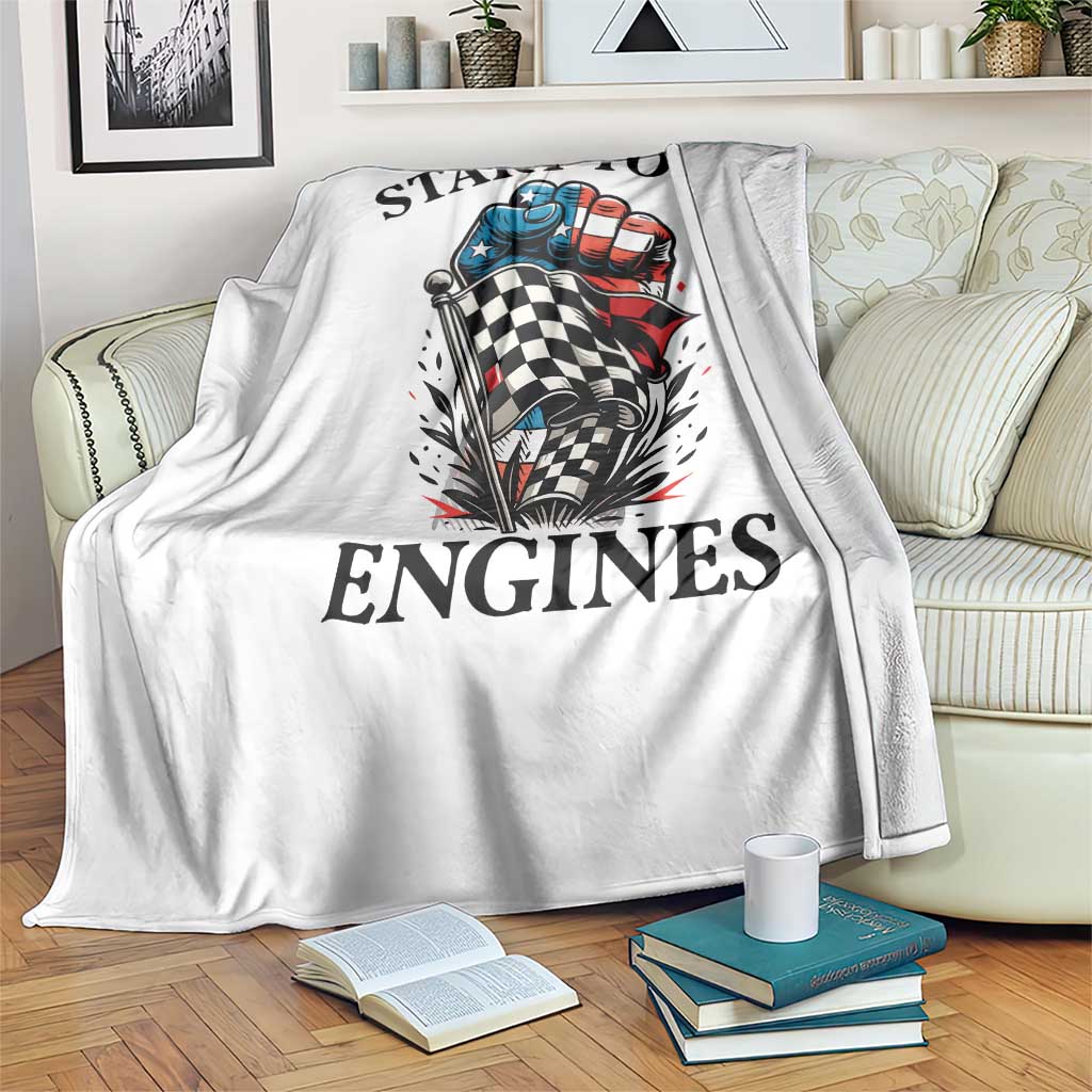 Checkered American Flag Racing Throw Blanket Start Your Engines Race Car TS14 Print Your Wear