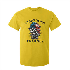 Checkered American Flag Racing T Shirt For Kid Start Your Engines Race Car TS14 Daisy Print Your Wear