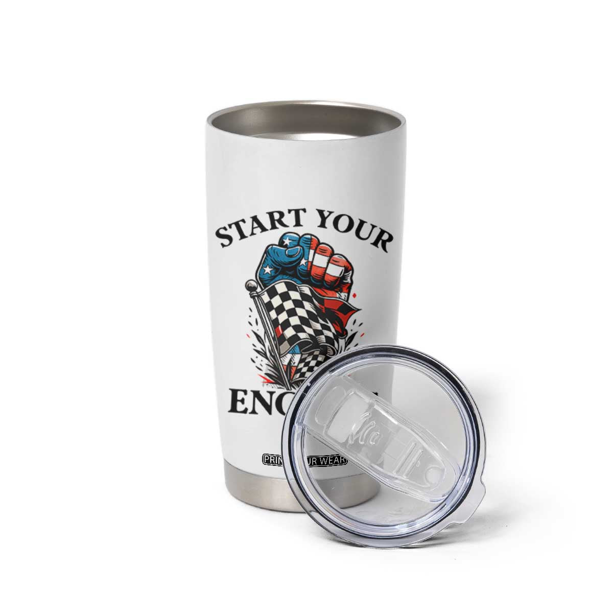 Checkered American Flag Racing Tumbler Cup Start Your Engines Race Car TS14 Print Your Wear