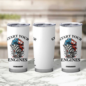 Checkered American Flag Racing Tumbler Cup Start Your Engines Race Car TS14 Print Your Wear