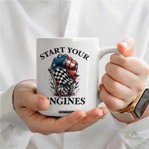 Checkered American Flag Racing Coffee Mug Start Your Engines Race Car TS14 Print Your Wear