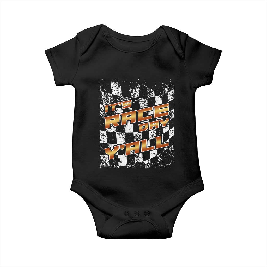 Racing Checkered Flag Baby Onesie It Is Race Day Y'all Dirt Track TS14 Black Print Your Wear
