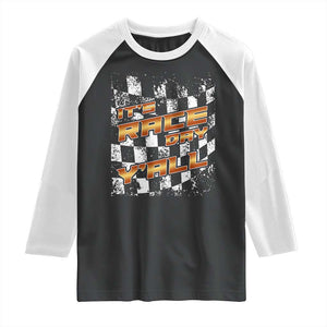 Racing Checkered Flag Raglan Shirt It Is Race Day Y'all Dirt Track TS14 Black White Print Your Wear