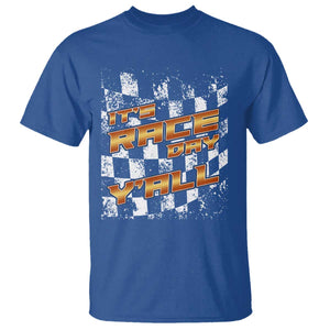 Racing Checkered Flag T Shirt It Is Race Day Y'all Dirt Track TS14 Royal Blue Print Your Wear