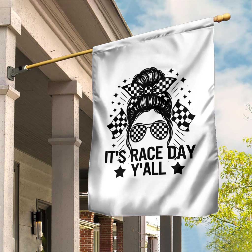 Racing Checkered Flag Messy Bun Race Day Garden Flag TS14 Print Your Wear