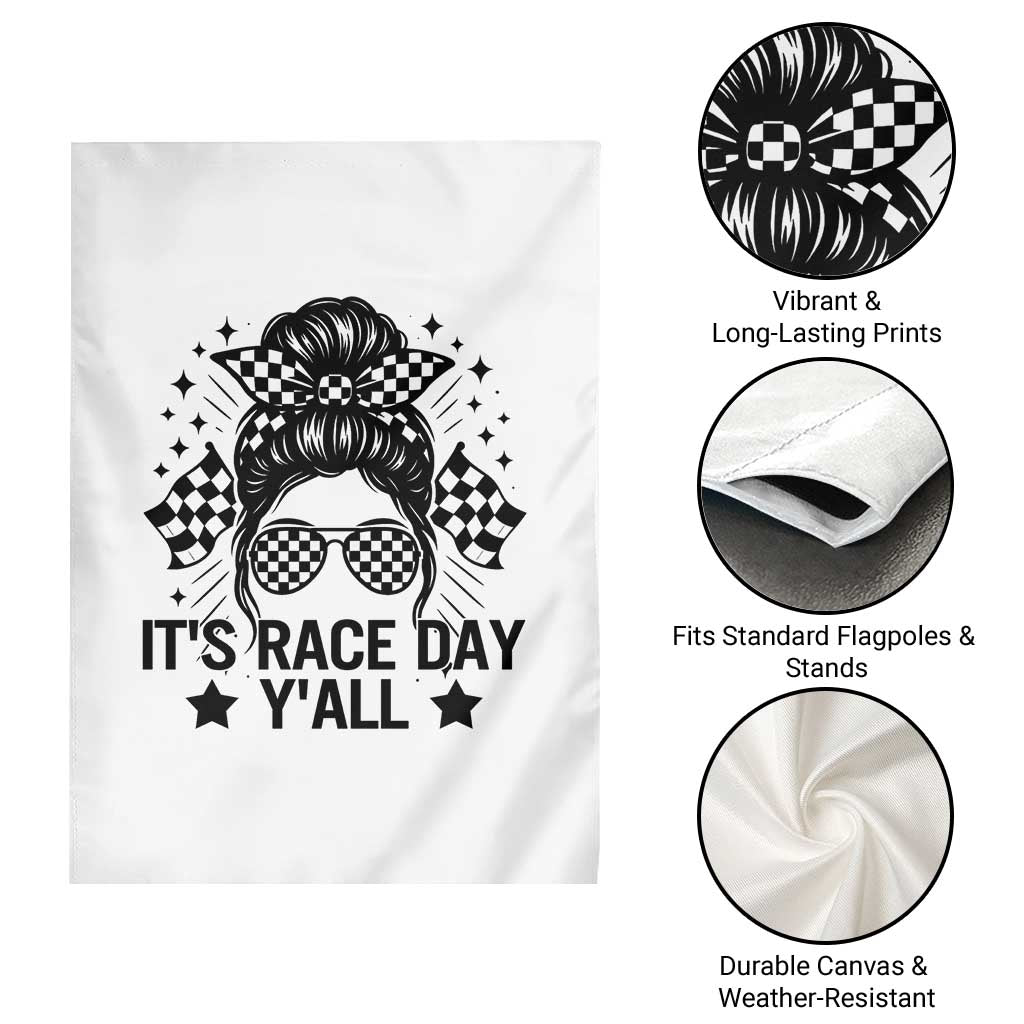 Racing Checkered Flag Messy Bun Race Day Garden Flag TS14 Print Your Wear