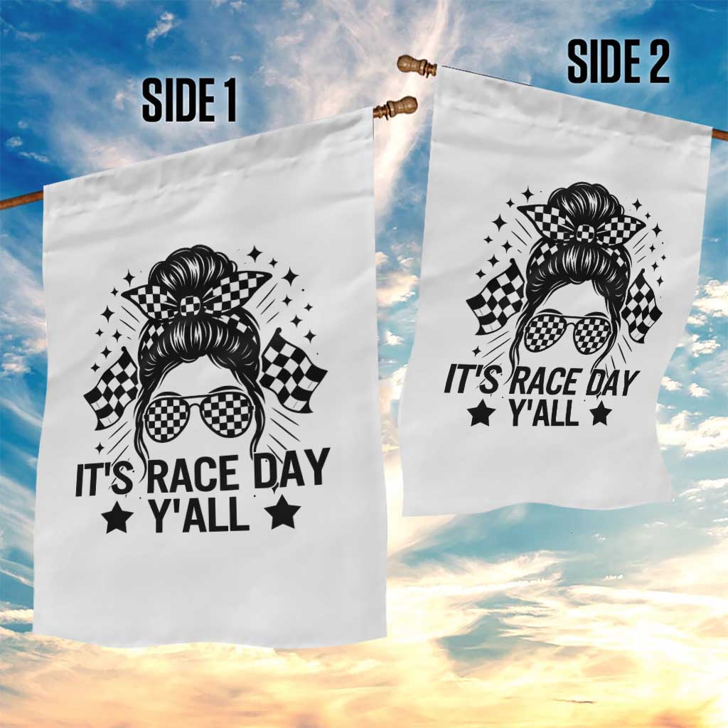 Racing Checkered Flag Messy Bun Race Day Garden Flag TS14 Print Your Wear