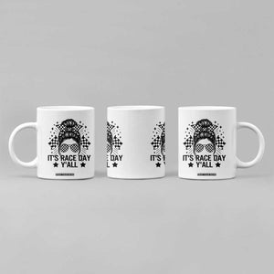 Racing Checkered Flag Messy Bun Race Day Coffee Mug TS14 Print Your Wear
