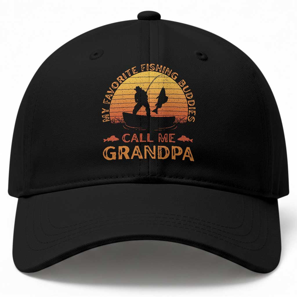 My Favorite Fishing Buddies Call Me Grandpa Baseball Cap Funny Grandpa Fishing