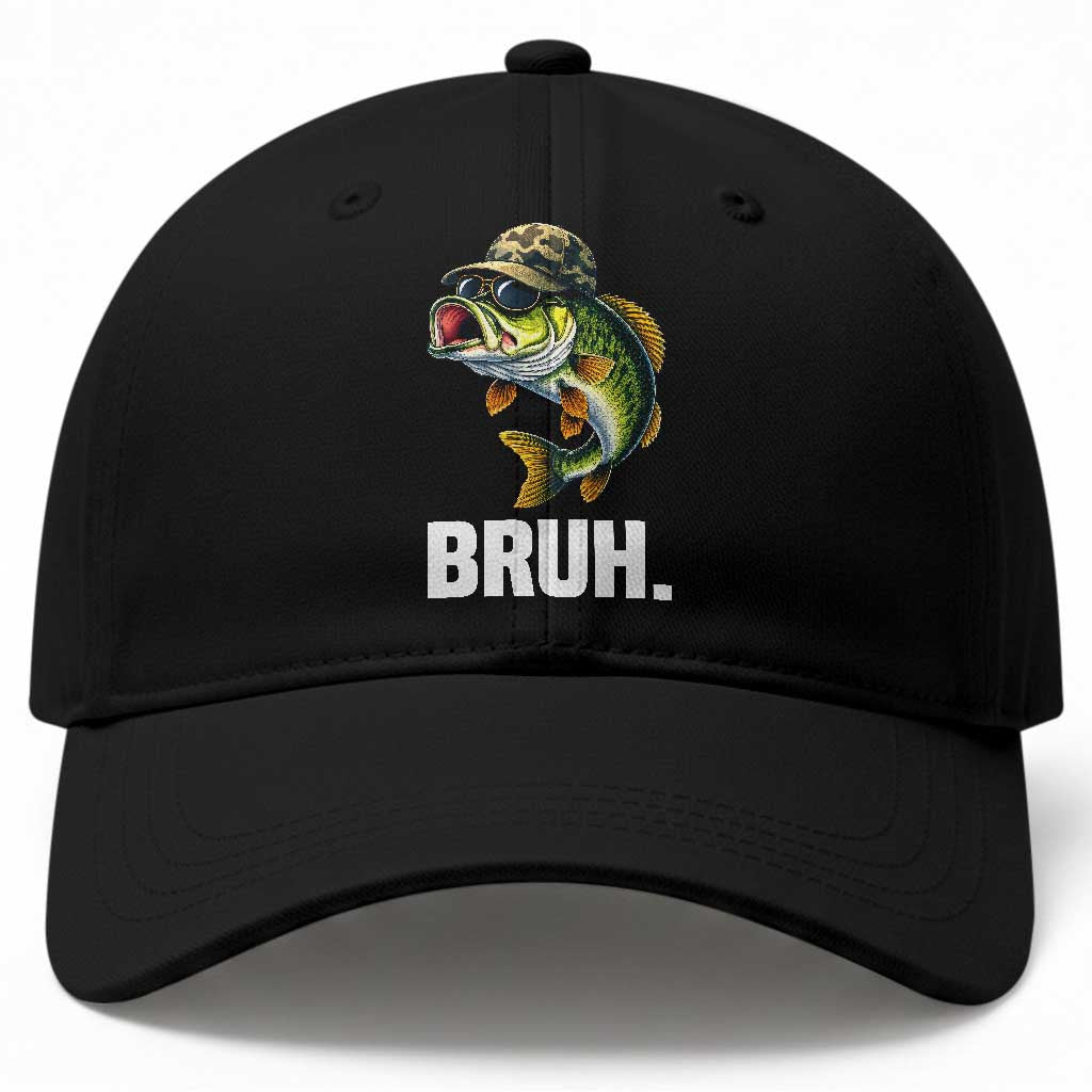 Bruh Fishing Camo Bass Fish Baseball Cap Funny Boys Kids Camouflage