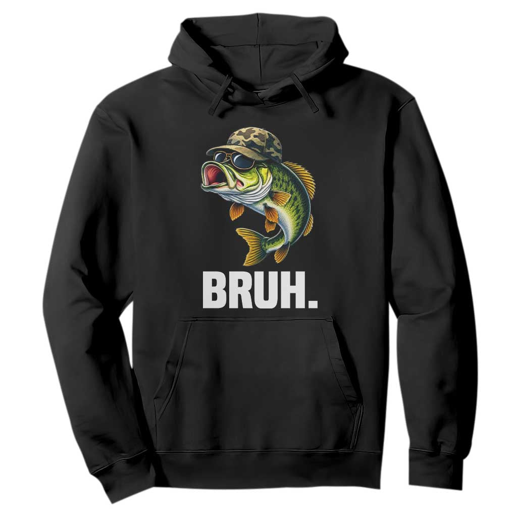 Bruh Fishing Camo Bass Fish Hoodie Funny Boys Kids Camouflage