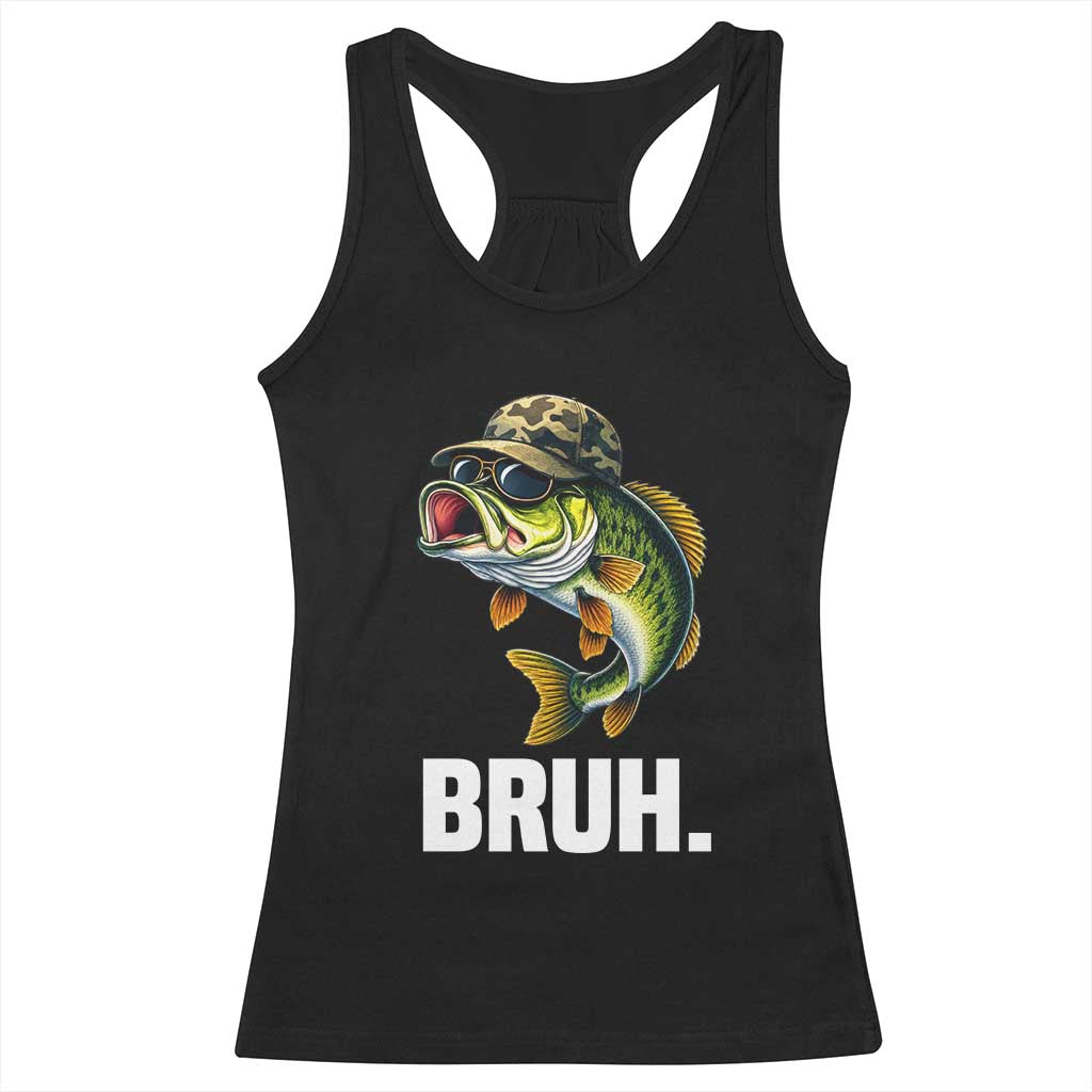 Bruh Fishing Camo Bass Fish Racerback Tank Top Funny Boys Kids Camouflage