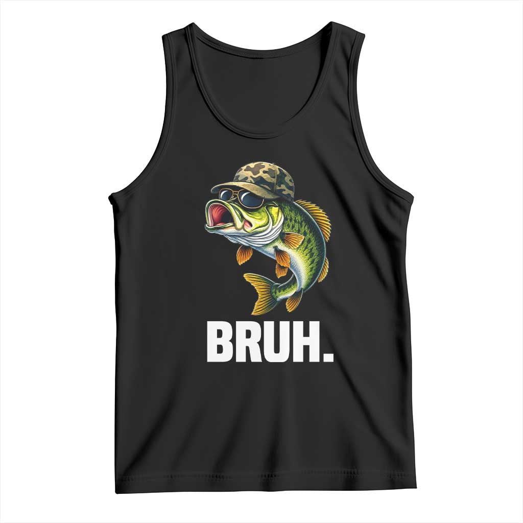 Bruh Fishing Camo Bass Fish Tank Top Funny Boys Kids Camouflage