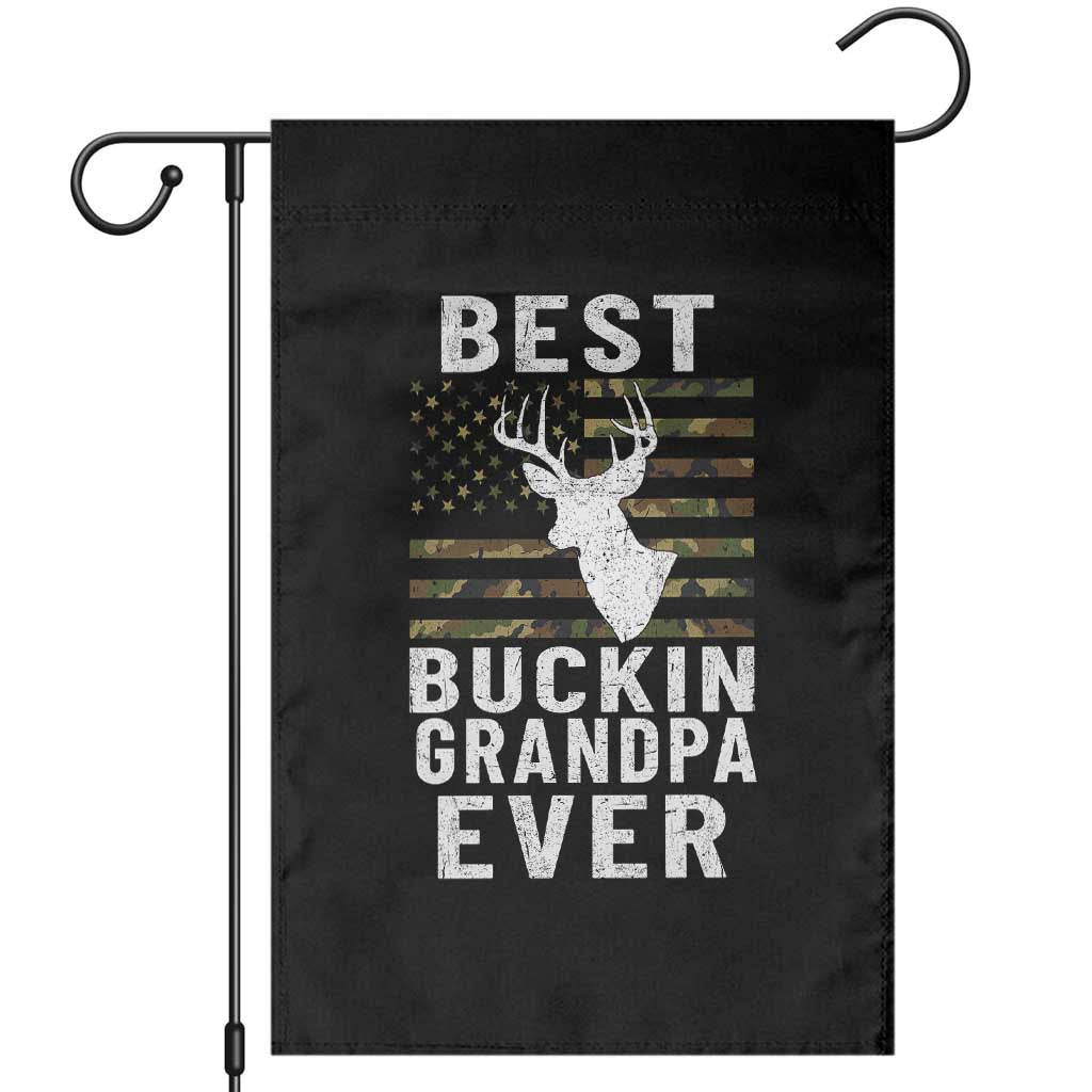 Best Buckin Grandpa Ever Hunter Camouflage Camo Fathers Day Garden Flag Whitetail Buck Deer