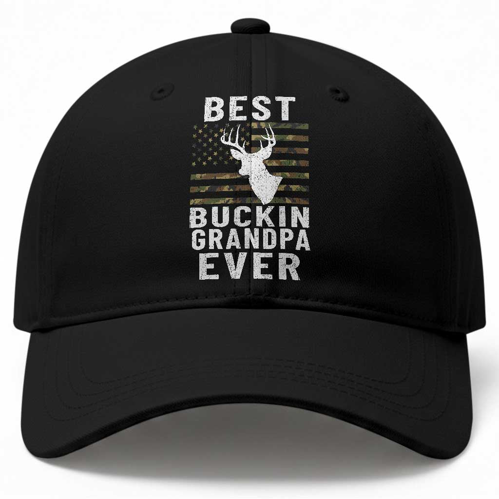 Best Buckin Grandpa Ever Hunter Camouflage Camo Fathers Day Baseball Cap Whitetail Buck Deer